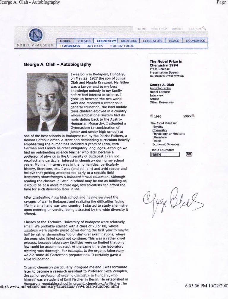 Richard Smalley 1996 Nobel Prize Chemistry Signed Autograph Autobiography
