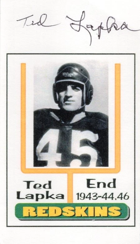 Ted Lapka Washington Redskins St. Ambrose University DePaul Signed Autograph