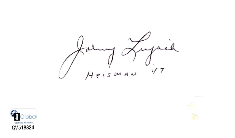 Johnny Lujack Notre Dame Heisman Winner Chicago Bears Signed Autograph GAI