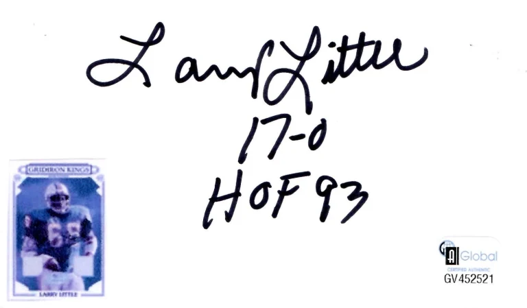 Larry Little 1972 Miami Dolphins 17-10 Super Bowl HOF Signed Autograph GAI