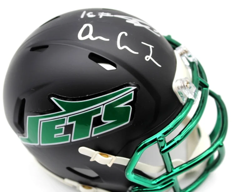 David Bailey & Omar Cooper Jr. NY Jets Signed Mini Helmet w/JSA COA CR86309