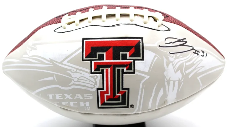 David Bailey Signed Texas Tech Red Raiders Logo Football w/JSA COA CR86278 Jets