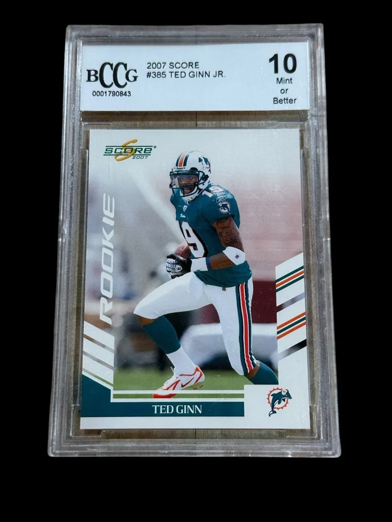 Ted Ginn Miami Dolphins 2007 Score Rookie Signed Autograph BCCG 10 Beckett Slab