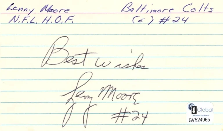 Lenny Moore Penn State 2x NFL Champ Baltimore Colts HOF Signed Autograph GAI
