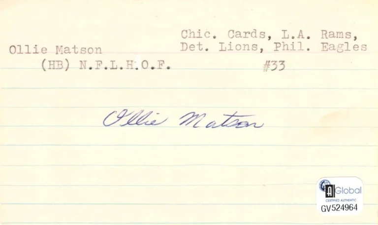 Ollie Matson Los Angeles Rams Chicago Cardinals HOF Signed Autograph GAI