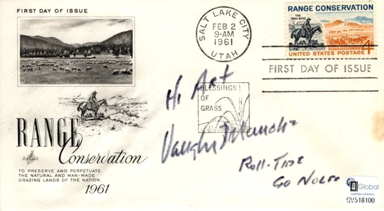 Vaughn Mancha Alabama Crimson Tide College HOF Signed Autograph FDC GAI