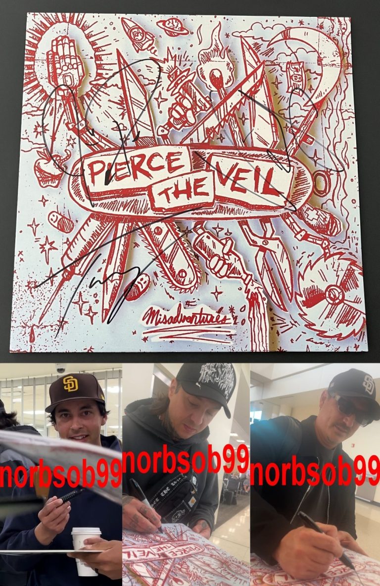 PIERCE THE VEIL VIC FUENTES +2 SIGNED MISADVENTURES VINYL w/EXACT PROOF & COA