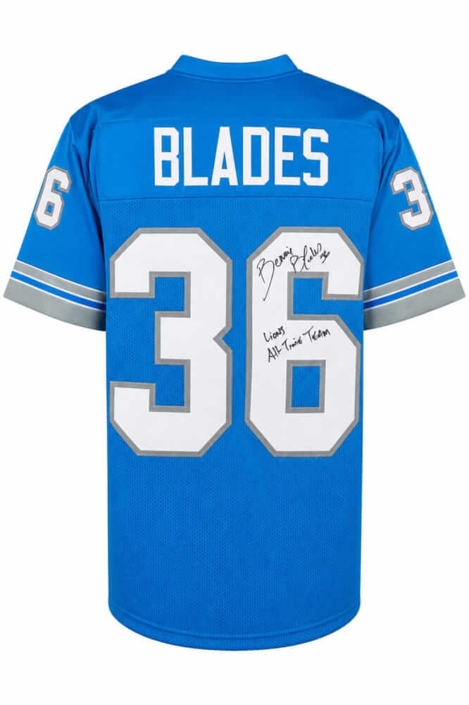 Bennie Blades Signed Blue T/B Custom Football Jersey w/Lions All-Time.. (SS COA)