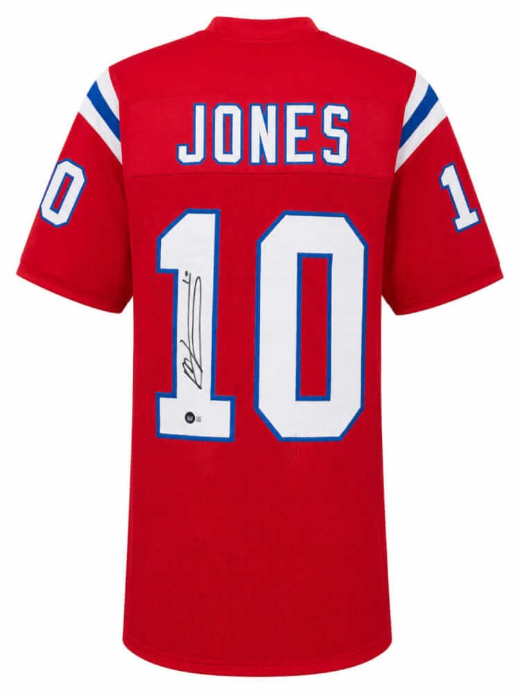 Mac Jones (PATRIOTS) Signed Red Custom Football Jersey - (BECKETT COA)