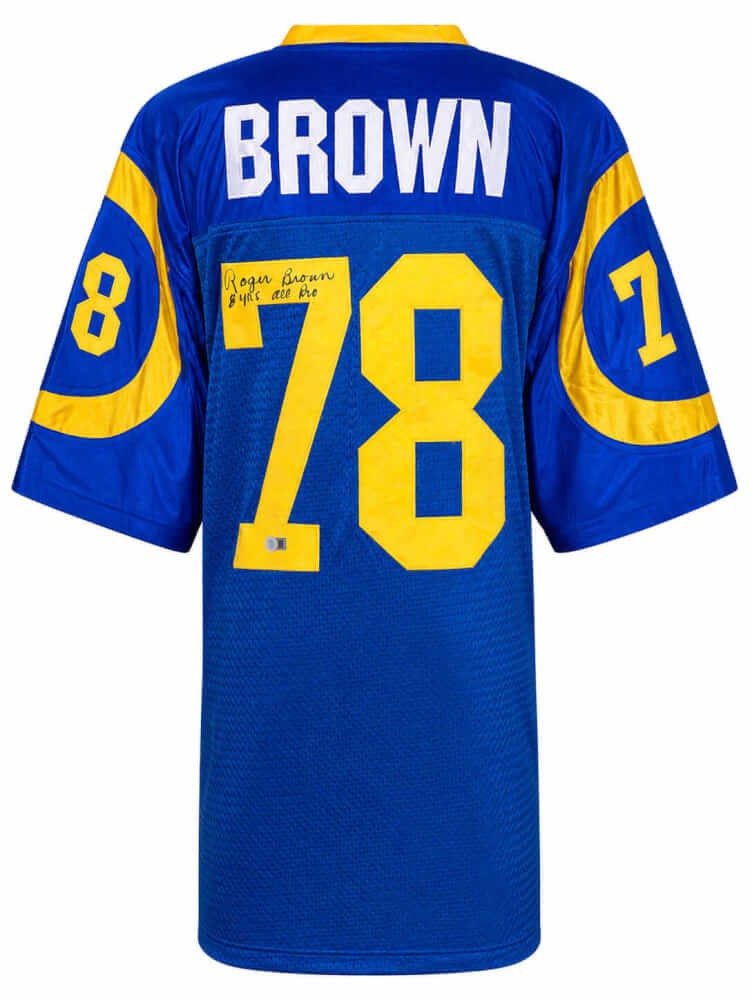 Roger Brown Signed Blue T/B Custom Football Jersey w/8 Yrs All Pro -SCHWARTZ COA