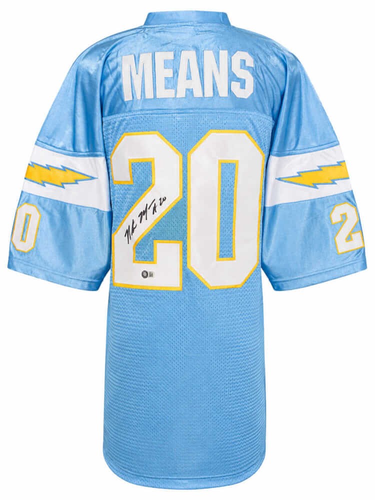 Natrone Means Signed Light Blue Custom Football Jersey - (SCHWARTZ SPORTS COA)