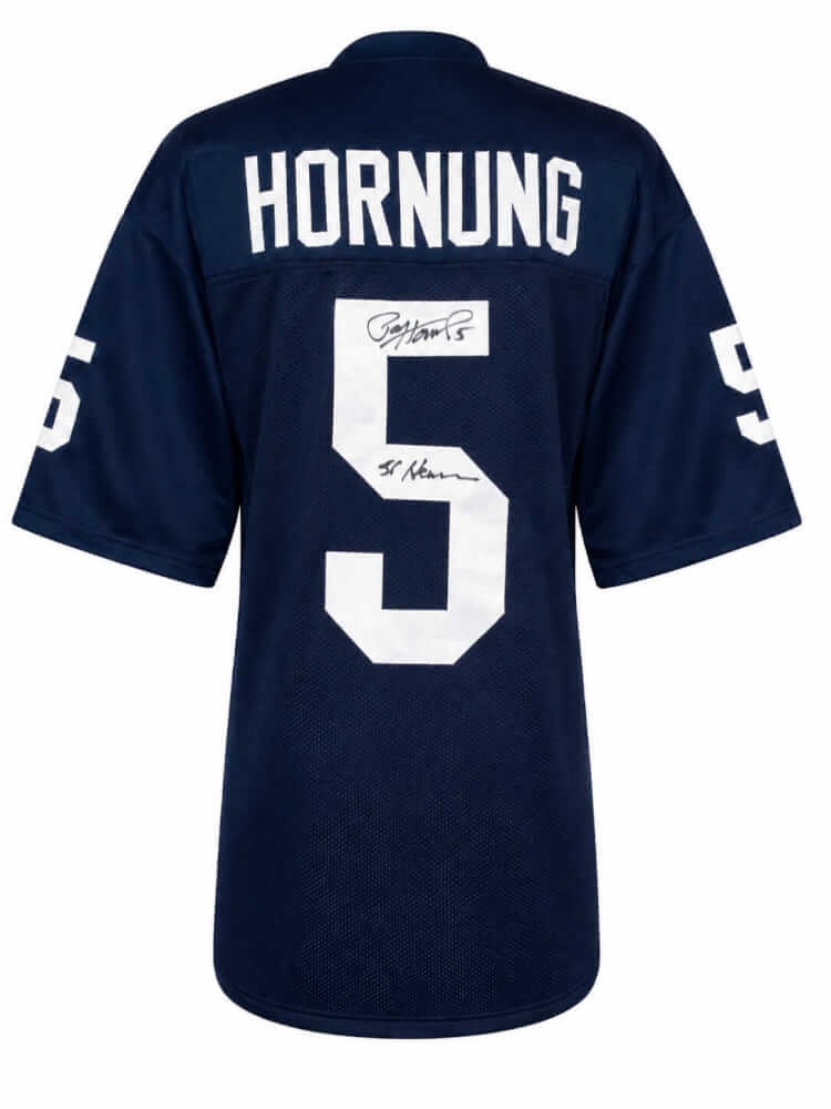 Paul Hornung Signed Navy T/B Custom Football Jersey w/56 Heisman -(SCHWARTZ COA)