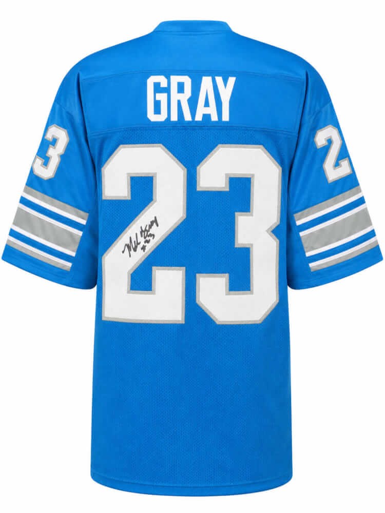 Mel Gray (LIONS) Signed Blue Throwback Custom Football Jersey - (SCHWARTZ COA)