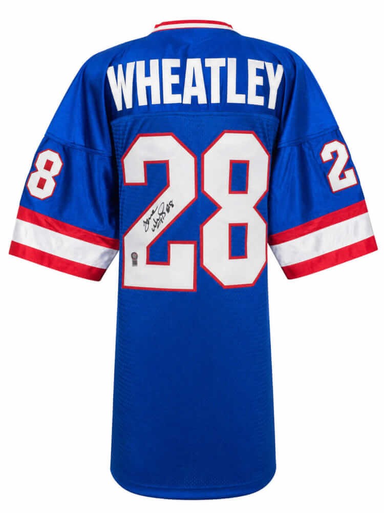 Tyrone Wheatley Signed Blue Custom Football Jersey - (SCHWARTZ SPORTS COA)