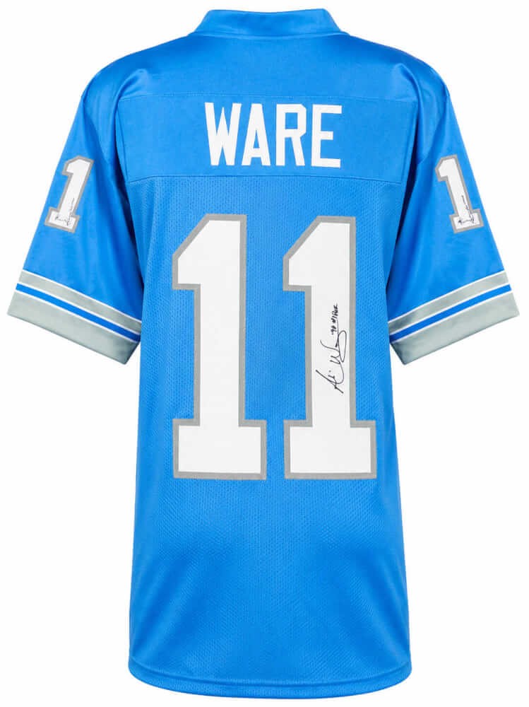 Andre Ware Signed Blue Custom Football Jersey w/90 #1 Pick - (SCHWARTZ COA)