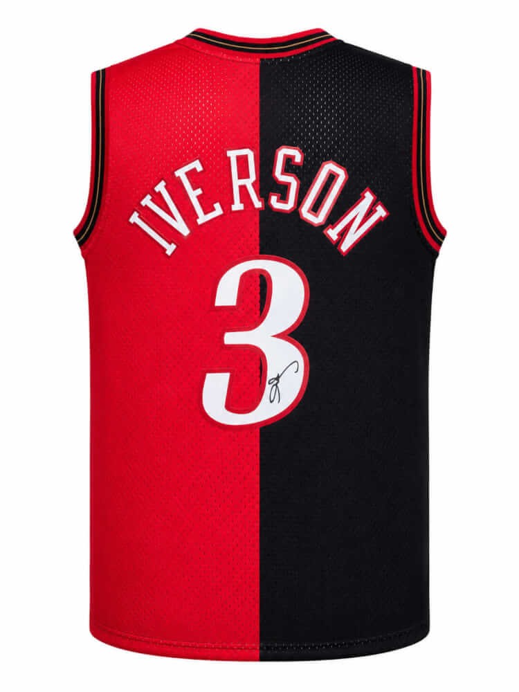 Allen Iverson Signed 76ers Black & Red M&N Swingman Basketball Jersey - (SS COA)