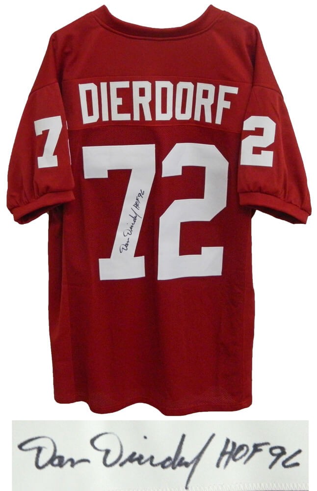 Dan Dierdorf Signed Red Throwback Custom Football Jersey w/HOF 96