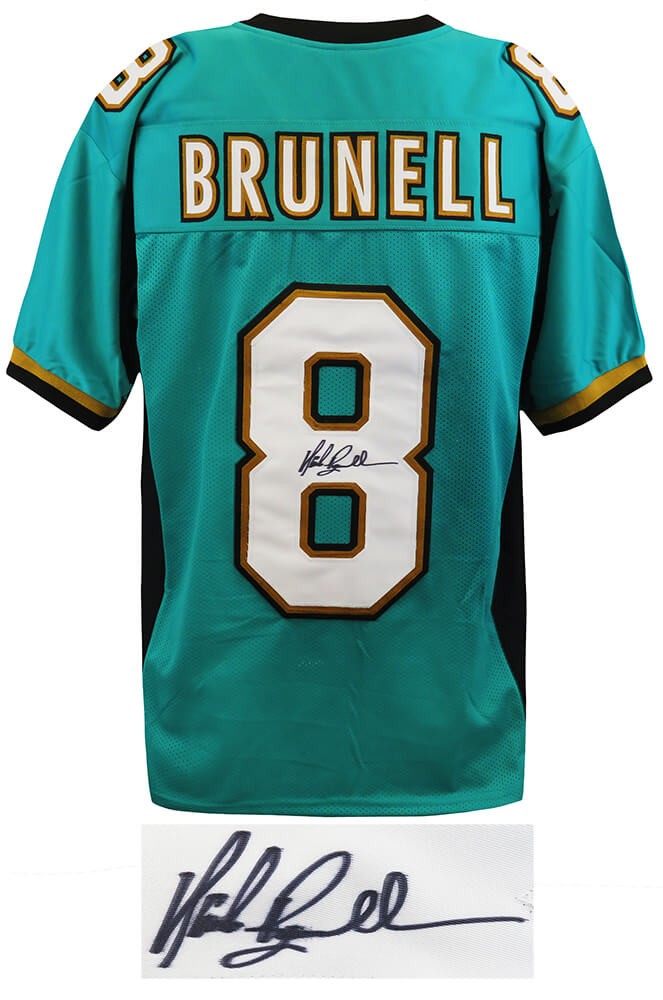 Mark Brunell (JAGUARS) Signed Teal T/B Custom Football Jersey - (SCHWARTZ COA)