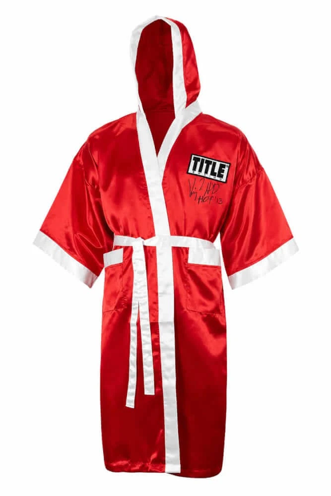 Virgil Hill Signed Title Red With White Trim Boxing Robe w/HOF'13 (SCHWARTZ COA)