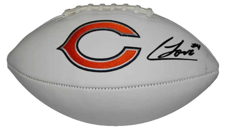 COLSTON LOVELAND signed CHICAGO BEARS full size white logo football JSA CR86356