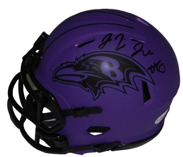 JA'KOBI LANE & ELIJAH SARRATT signed (BALTIMORE RAVENS) mini helmet JSA CR86322