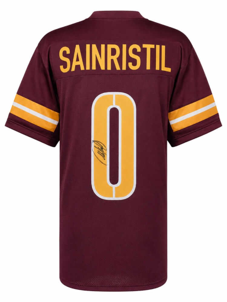 Mike Sainristil (COMMANDERS) Signed Maroon Custom Football Jersey (SCHWARTZ COA)
