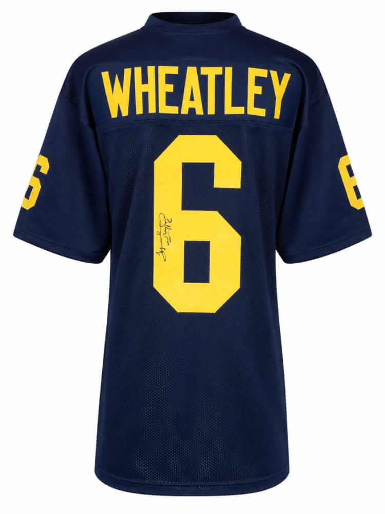 Tyrone Wheatley Signed Navy Custom College Football Jersey - (SCHWARTZ COA)