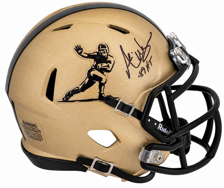 Andre Ware Signed Heisman Trophy Logo Gold Riddell Mini Helmet w/89'HT -(SS COA)