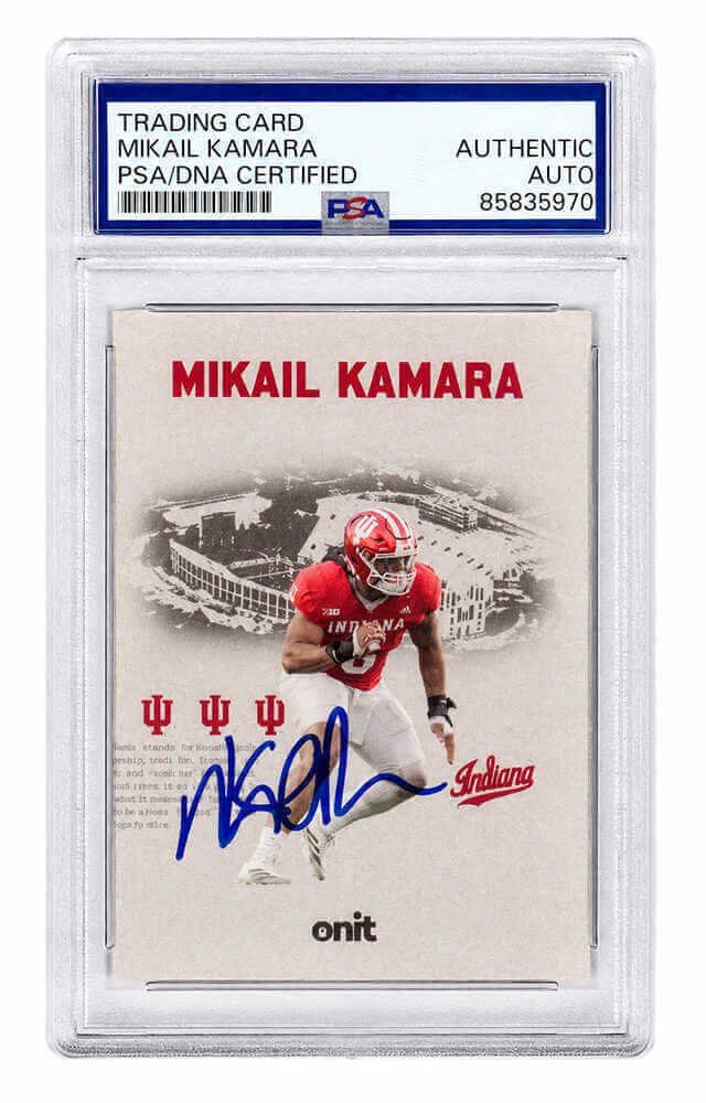 Mikail Kamara Signed Indiana 2025 Onit Vestige Insert Football Card #VS-7 -(PSA)