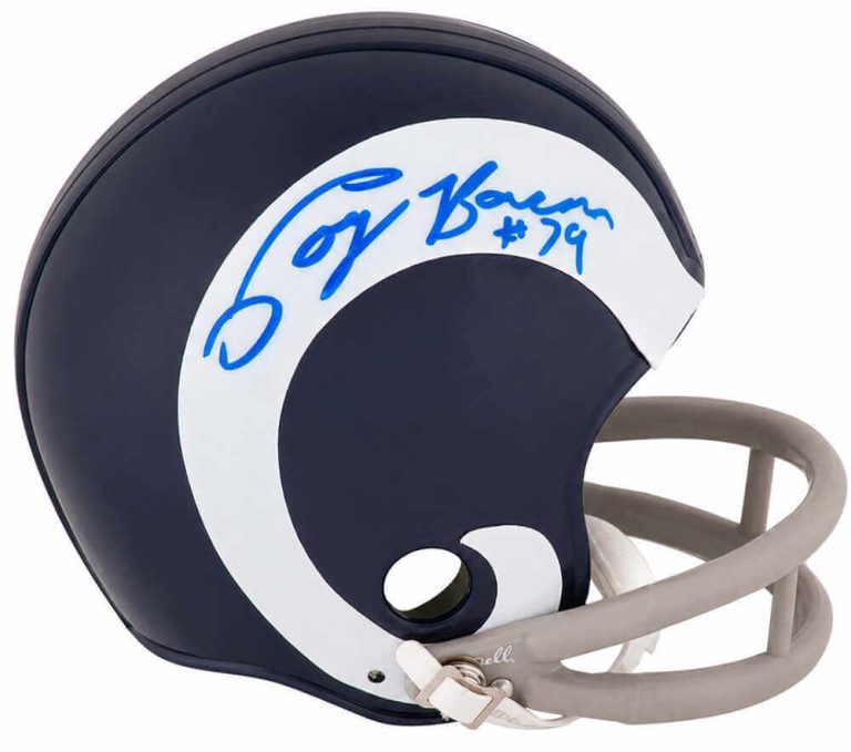 Coy Bacon Signed Rams Throwback 2-Bar Riddell (VSR4) Mini Helmet -(SCHWARTZ COA)