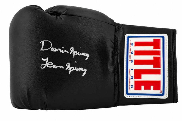 Dorin Spivey Signed Title Black Boxing Glove w/Team Spivey (SCHWARTZ SPORTS COA)
