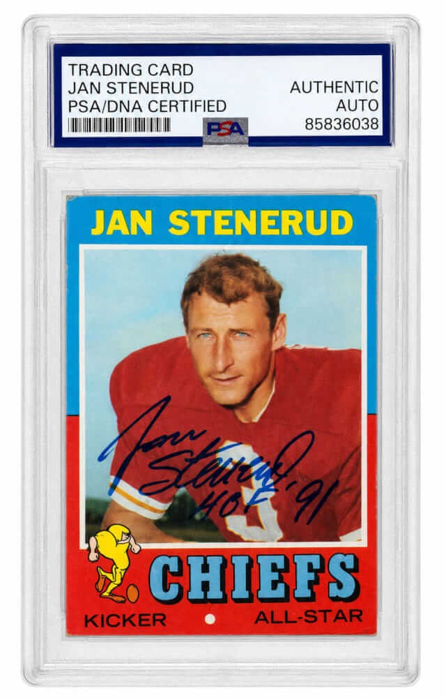 Jan Stenerud Signed Chiefs 1971 Topps Football Card #61 w/HOF'91 - (PSA/DNA)