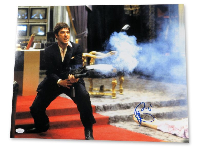 Al Pacino Signed Autographed 16X20 Photo Scarface Firing Gun JSA LOA ZZ48197