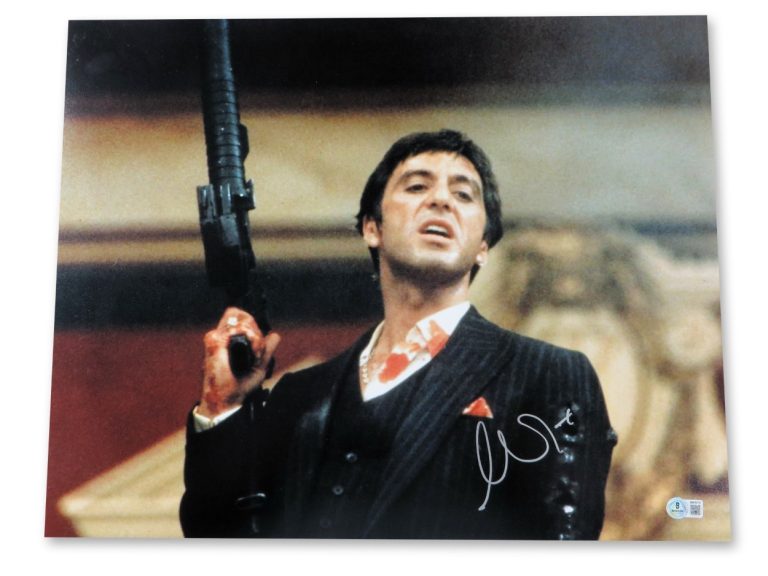 Al Pacino Signed Autographed 16X20 Photo Scarface Holding Gun BAS BW76773