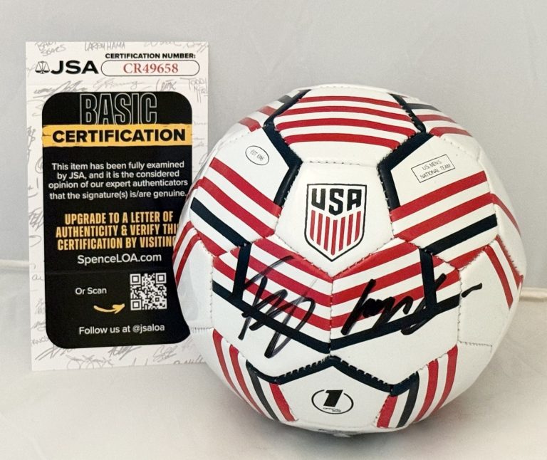 Tyler Adams & Weston McKennie signed Team USA mini Soccer Ball World Cup JSA