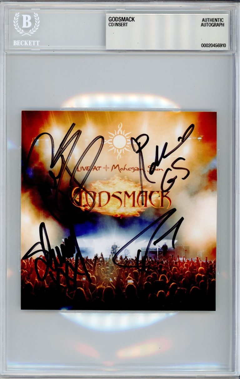 BAND SIGNED Godsmack LIVE MOHEGAN SUN Abum Cover Card BAS Beckett COA AUTOGRAPH