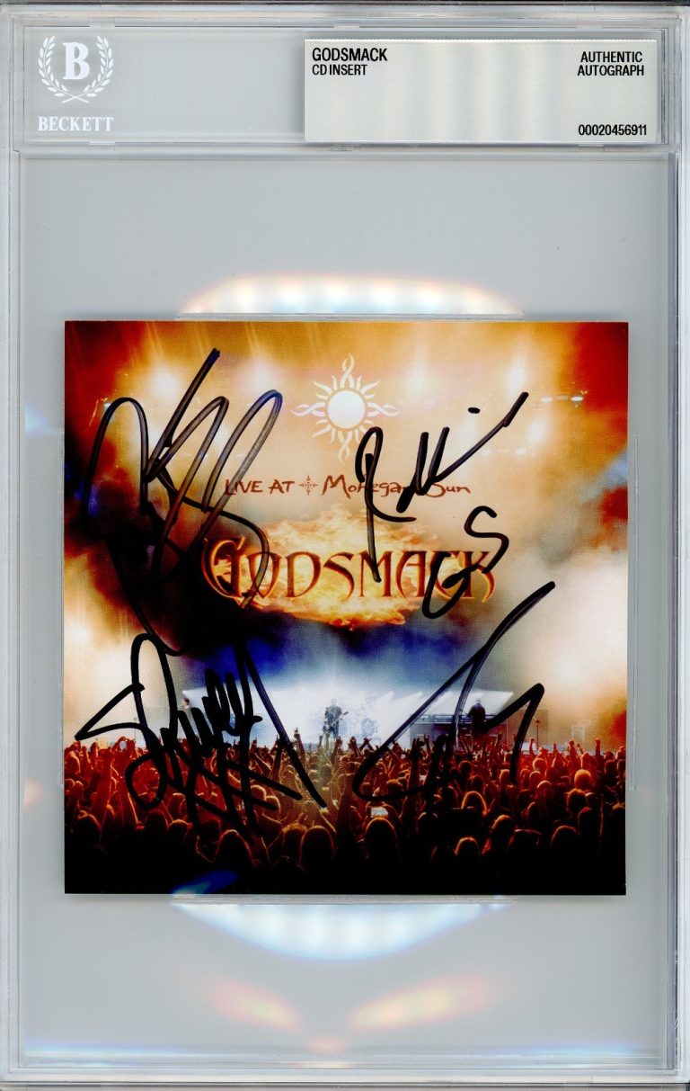 BAND SIGNED Godsmack LIVE AT THE MOHEGAN SUN Abum Card BAS Beckett COA AUTOGRAPH