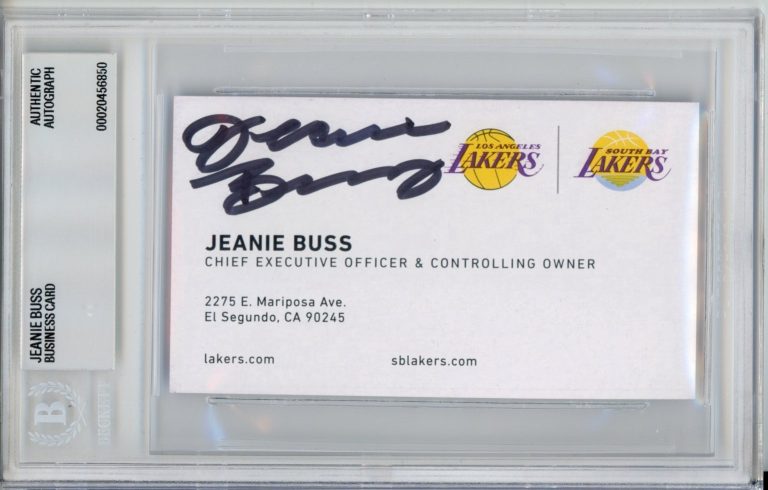 JEANIE BUSS LOS ANGELES LAKERS OWNER SIGNED BUSINESS CARD BECKETT BAS AUTOGRAPH