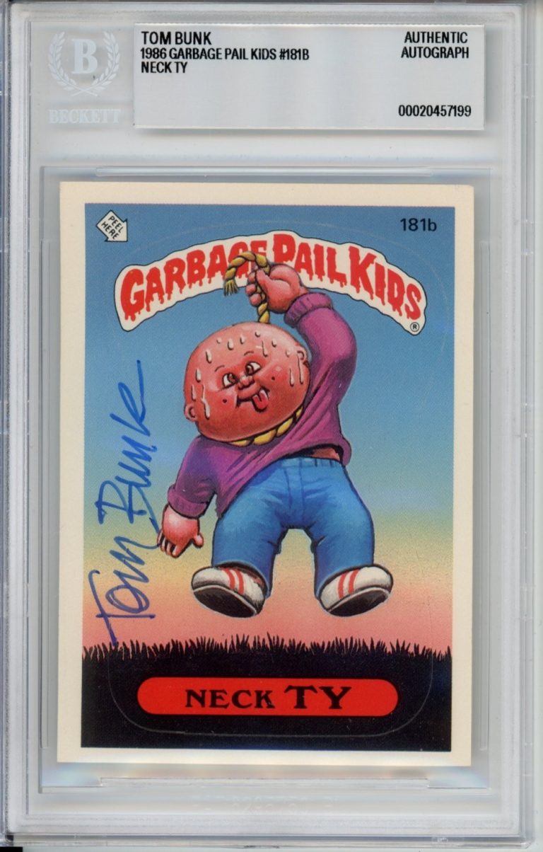 Tom Bunk SIGNED 1986 Topps Garbage Pail Kids GPK Neck Ty BAS Beckett COA AUTO