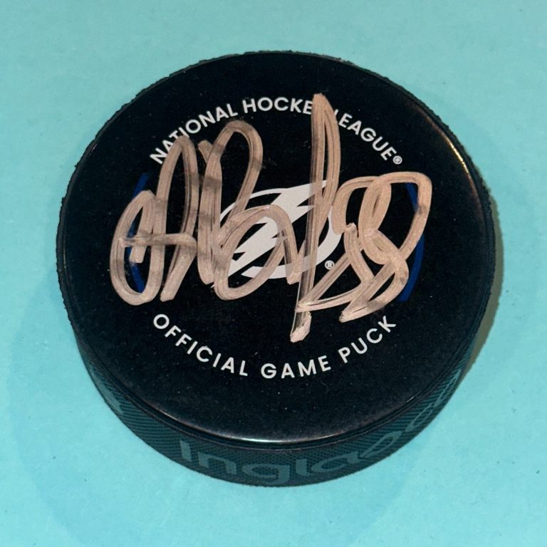 ANDREI VASILEVSKIY Signed Tampa Bay LIGHTNING Official GAME Puck Beckett (BAS)