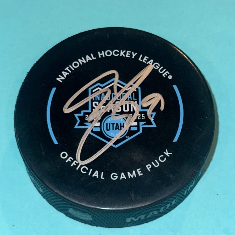 CLAYTON KELLER Signed UTAH INAUGURAL Season Official GAME Puck Beckett (BAS)