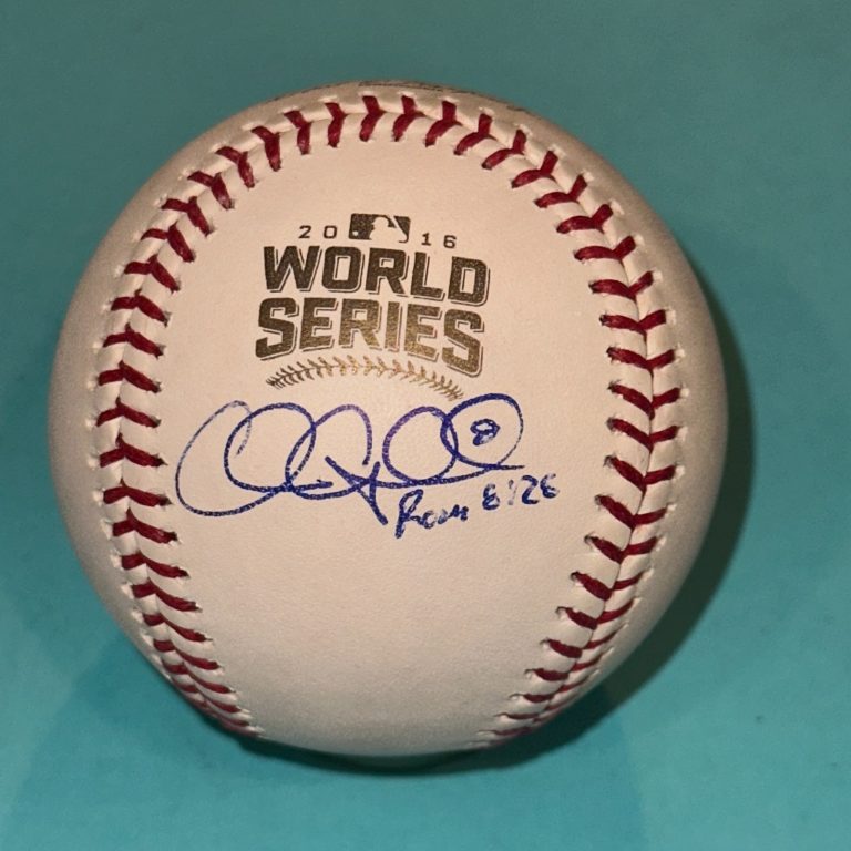 CHRIS COGHLAN (Cubs) Signed Official 2016 WORLD SERIES Baseball Beckett (BAS)