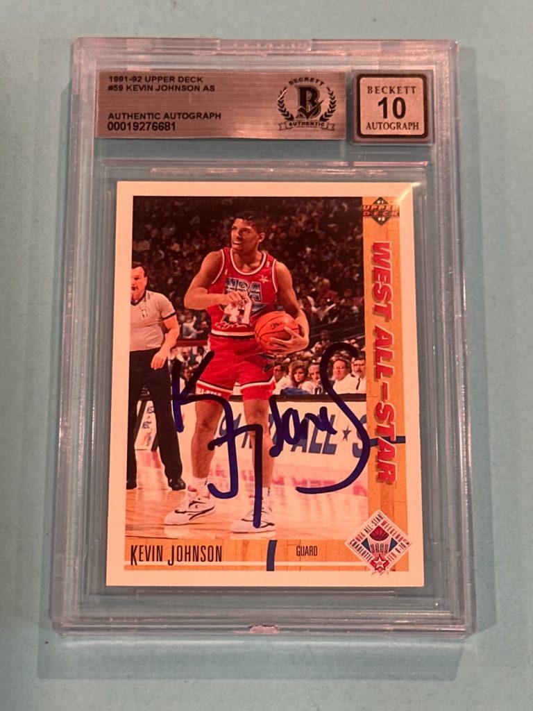 KEVIN JOHNSON Signed 1991-92 UPPER DECK Card #59 Beckett (BAS) AUTO 10