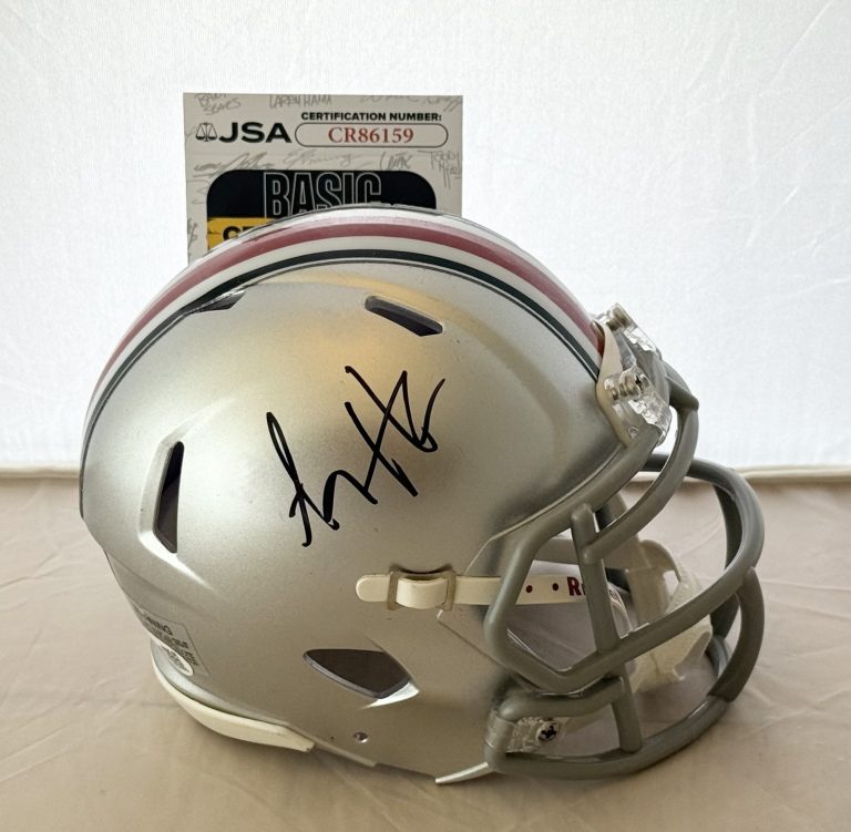 A. J. Hawk signed Ohio State Buckeyes mini helmet autographed JSA