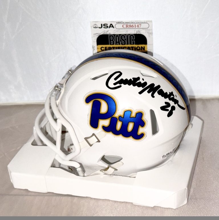 Curtis Martin signed Pittsburgh Panthers mini helmet autographed JSA