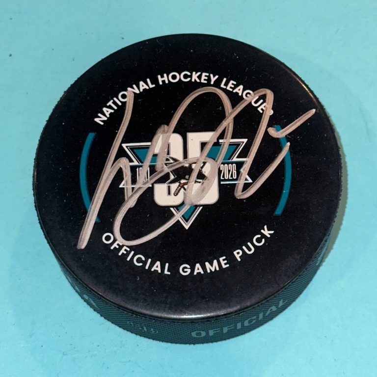 WILL SMITH Signed San Jose SHARKS 35th Ann. Official GAME Puck Beckett (BAS)