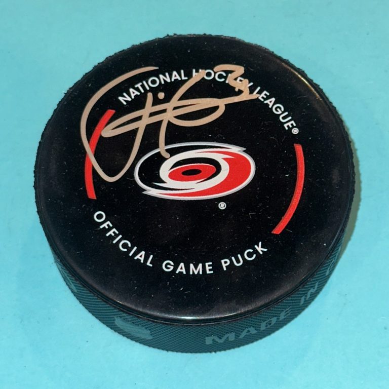FREDERIK ANDERSEN Signed Carolina HURRICANES Official GAME Puck Beckett (BAS)
