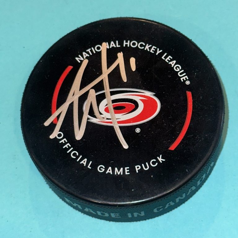 JORDAN STAAL Signed Carolina HURRICANES Official GAME Puck Beckett (BAS)