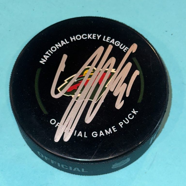 JESPER WALLSTEDT Signed Minnesota WILD Official GAME Puck Beckett (BAS)