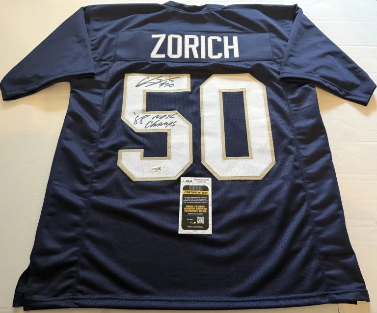 Chris Zorich Notre Dame Fighting Irish signed Custom jersey W/ Inscription JSA